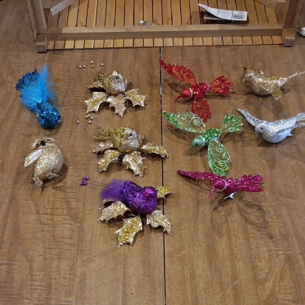 Source Unknown Glitter Bird Ornament Collection